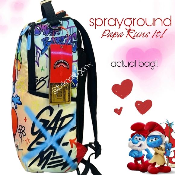 NWT Papa Smurf Large Backpack Sprayground Laptop Ready Travel School Bag Smurfs - Picture 12 of 15